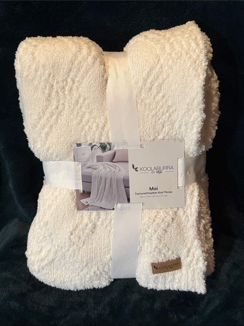 NWT Koolaburra Cream Textured Plush Knit Throw